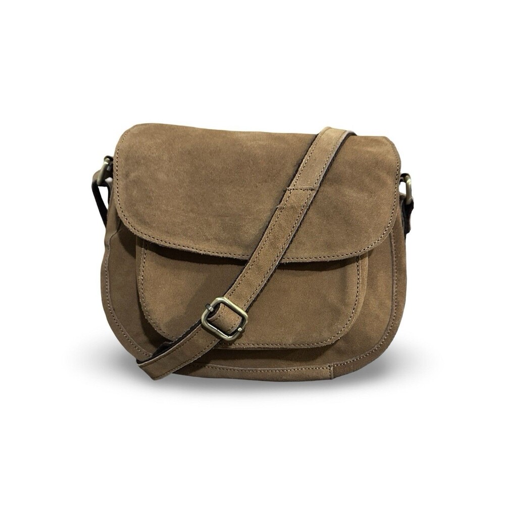Rustic Town Suede Leather Crossbody Saddle Bag